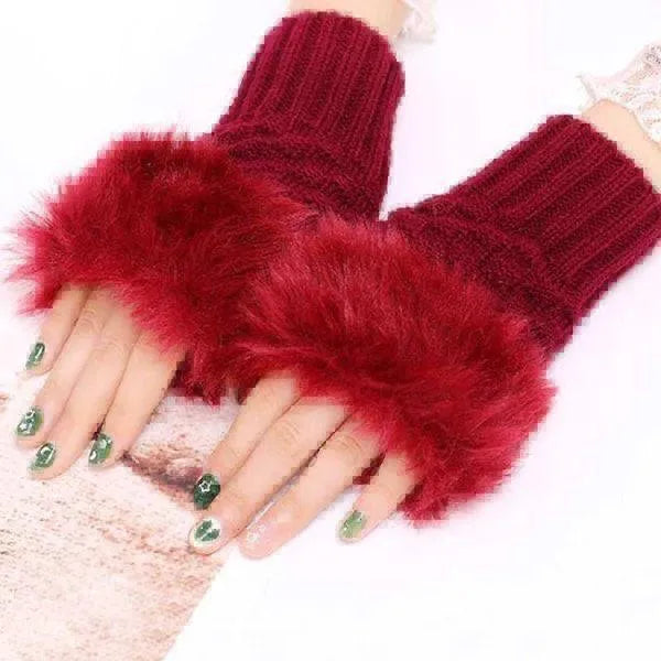 Cozy 2 Pcs Wool Textured Fingerless Gloves for Women - Perfect for Extreme Cold Weather