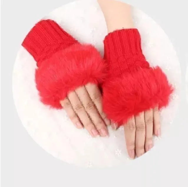 Cozy 2 Pcs Wool Textured Fingerless Gloves for Women - Perfect for Extreme Cold Weather